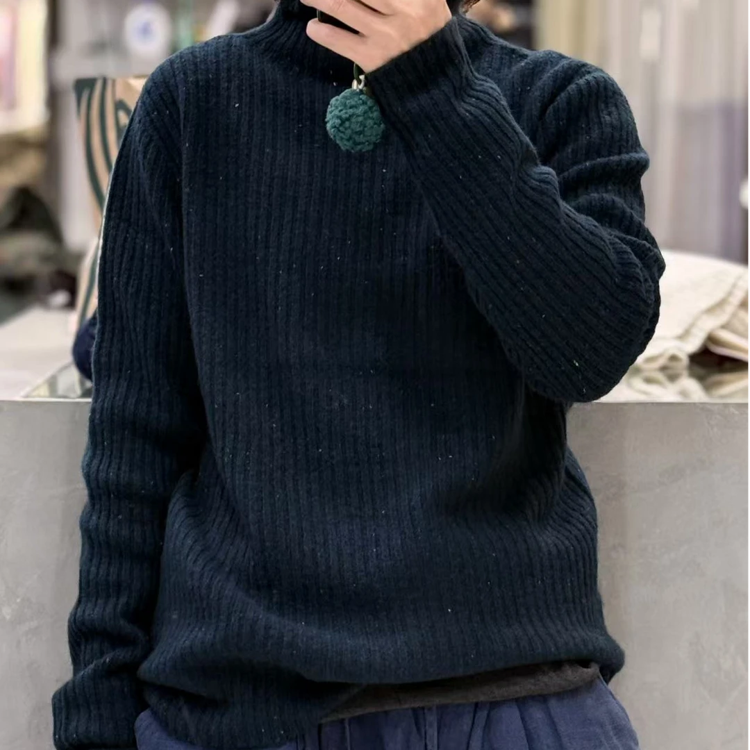 2024秋冬新款网红时尚休闲百搭打底针织半高领立领毛衣卫衣248817