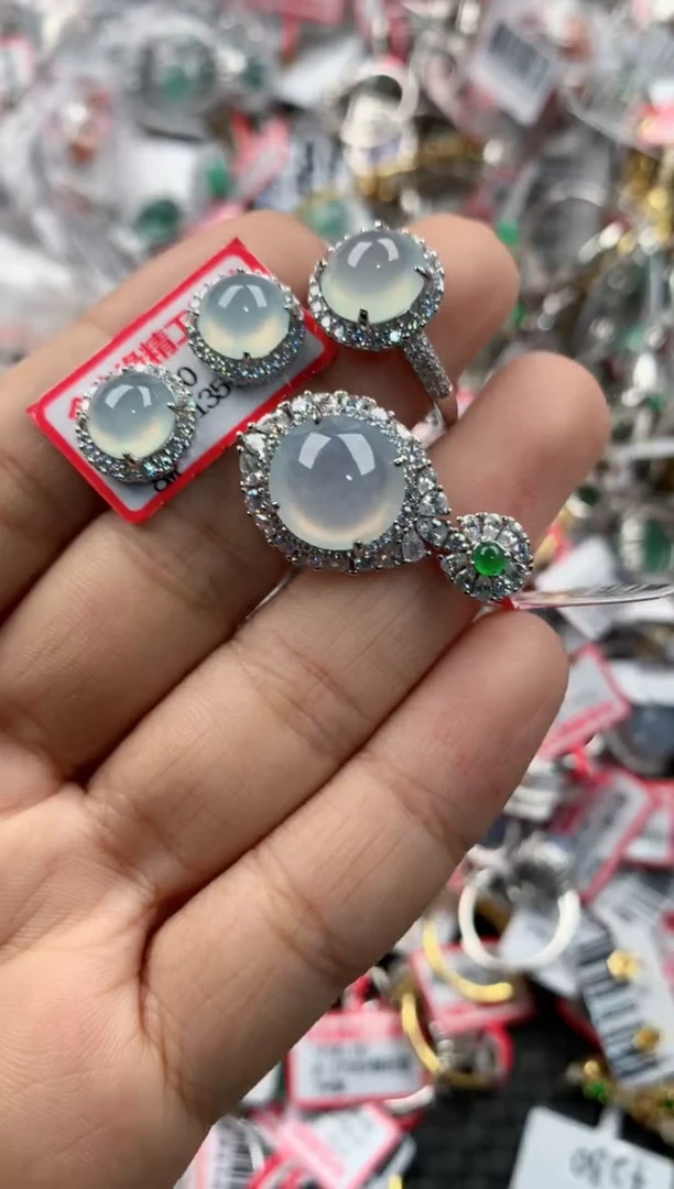 银S925镶嵌戒指翡翠333              4