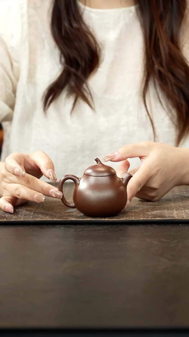 茶壶紫砂柴烧清水泥茄瓜壶110cc