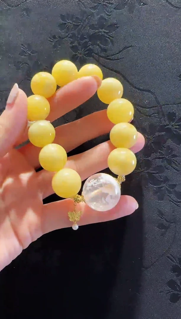 手串蜜蜡18K金镶嵌珠宝原创直播间