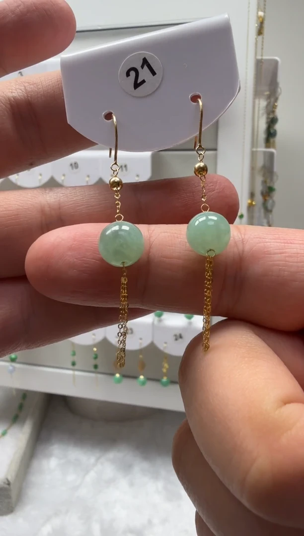 18K金镶嵌翡翠耳饰缅甸天然翡翠a货