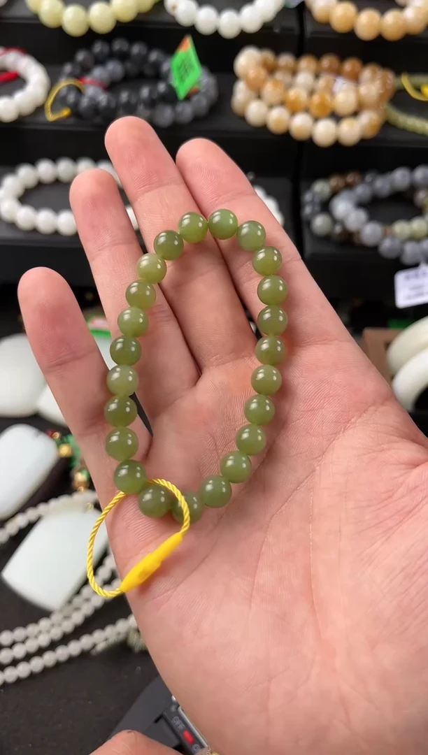 【闪购商品】和田玉手串未镶嵌黑羊洞猫眼碧玉手串卡8mm微色差