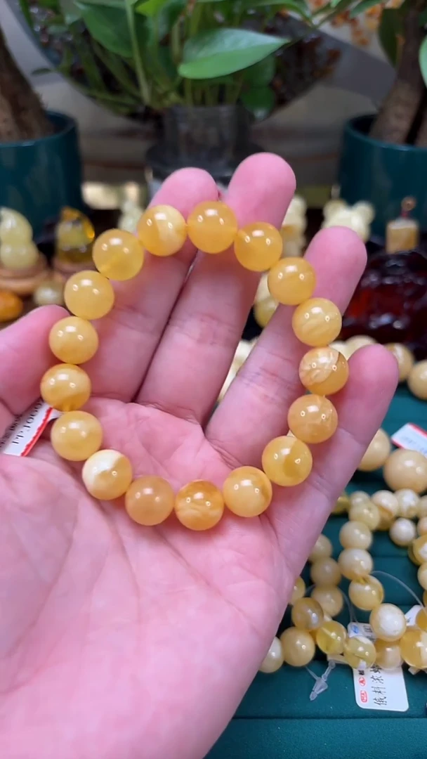 手链蜜蜡未镶嵌【p78】俄白花微瑕蜜蜡单圈 16.72克 12mm