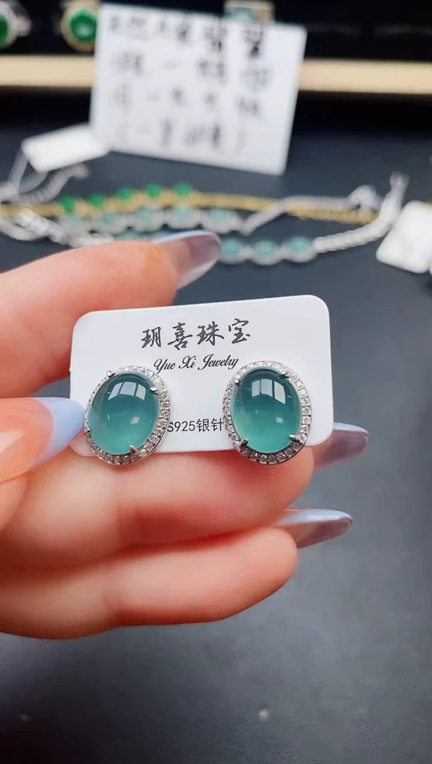 翡翠戒指银S925镶嵌321.21