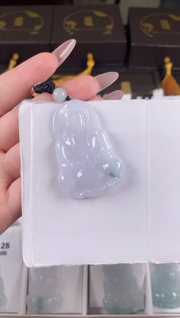 颈饰未镶嵌翡翠ZC027冰飘花观音+孤品+送同款绳子