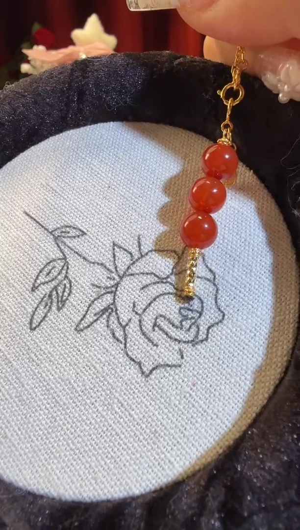 银S925镶嵌颈饰玛瑙/玉髓糖葫芦