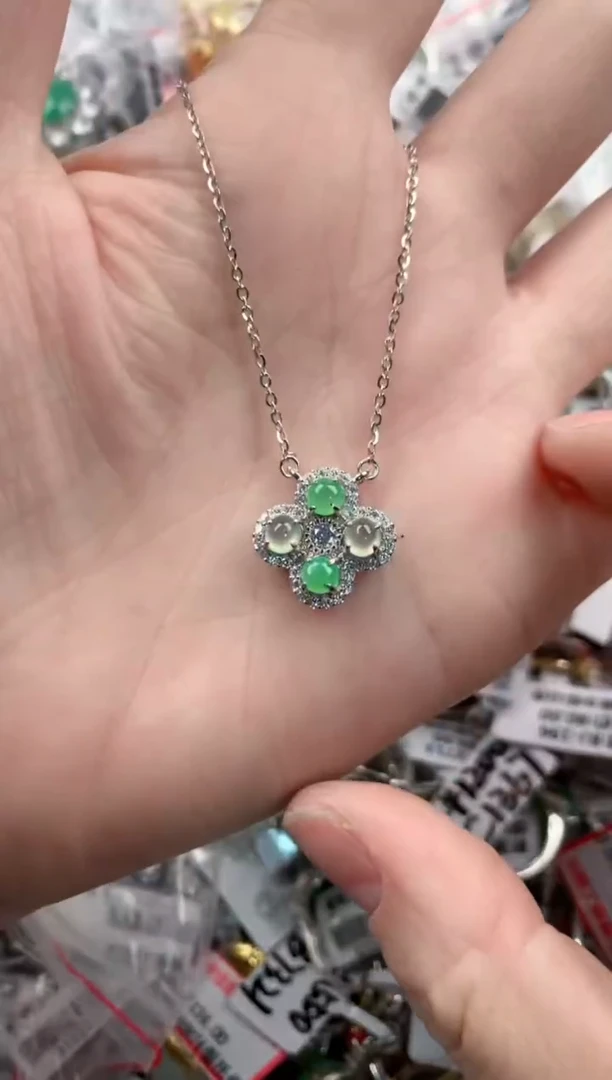 银S925镶嵌戒指翡翠444---8