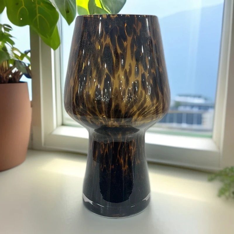 私花主义Q89微瑕创意简约豹纹水晶玻璃花瓶-PK