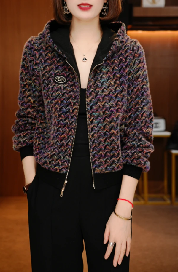 云浪-新款加绒加厚印花气质上衣外套百搭显瘦时尚舒适显气质