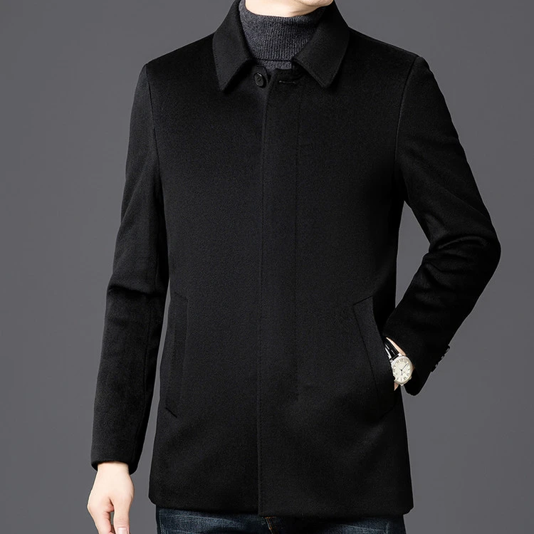 毛呢大衣男装2025年秋季秋季纯色