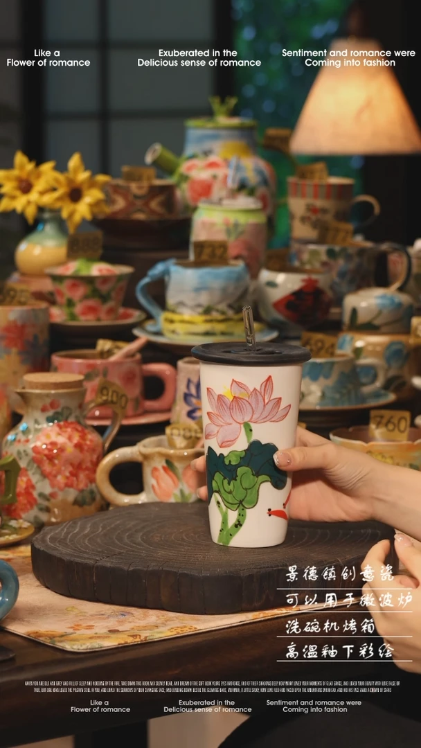 陶瓷景德镇高温釉下彩绘设计师款式