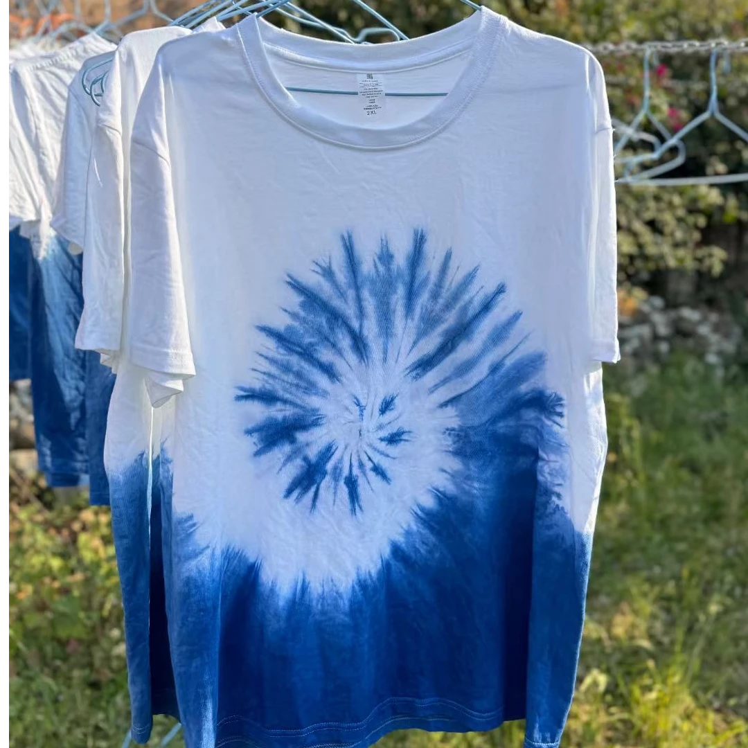 大理青出于蓝手工扎染T桖蓝色休闲百搭