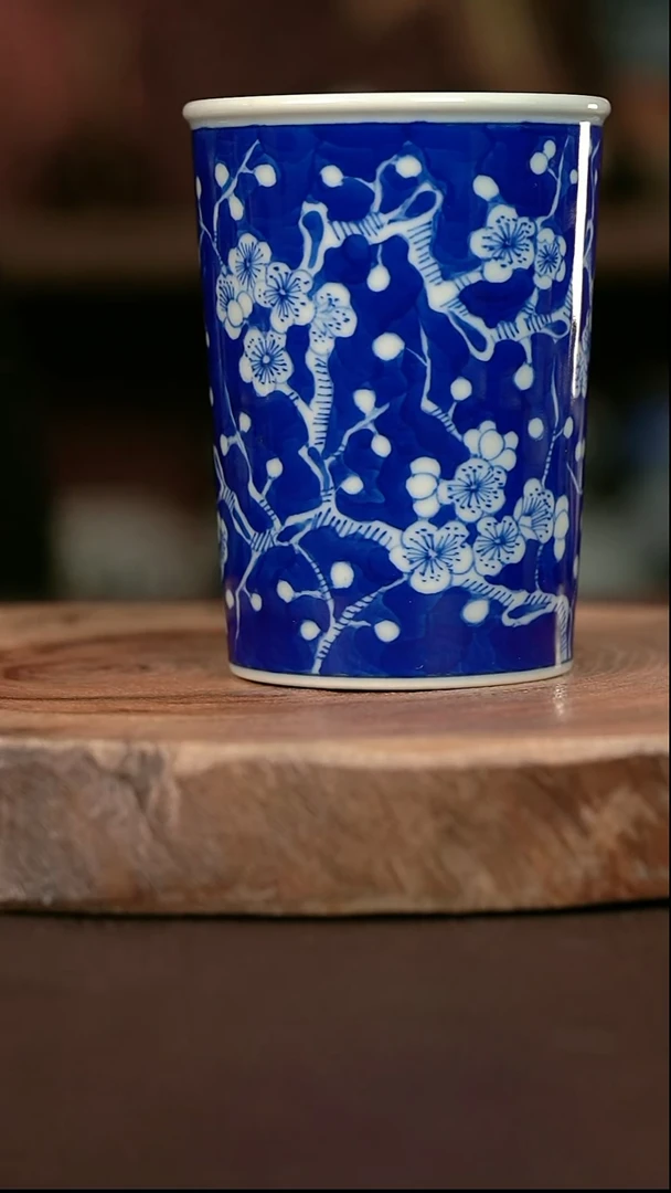 手绘微瑕高温现代瓷  柴窑  有暇  冰梅可乐杯300C