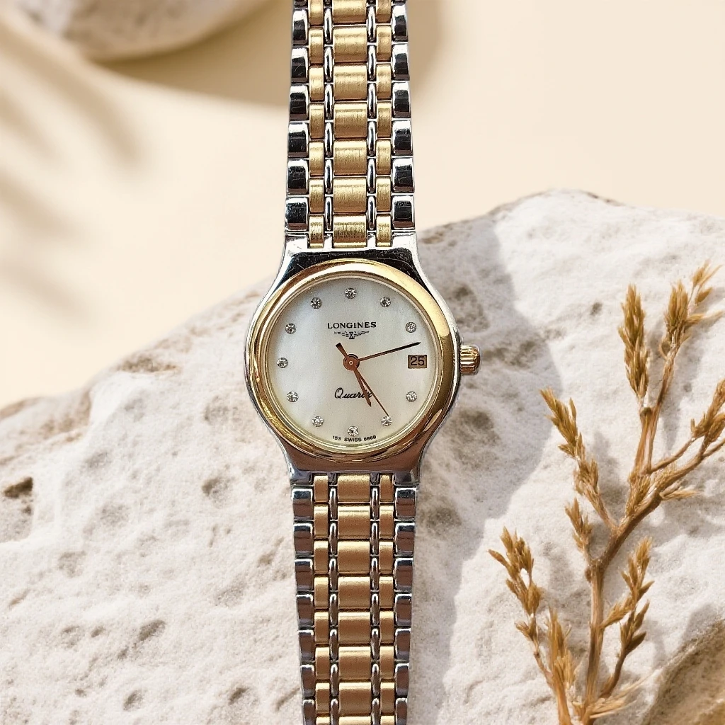 95新 Longines/浪琴 石英表后镶钻盘23腕15/256103320