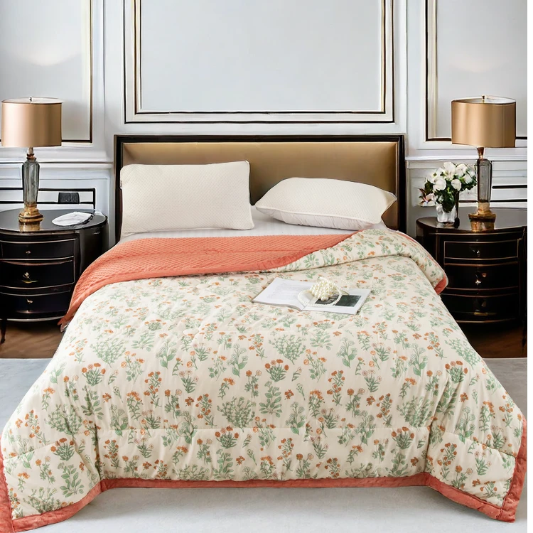 25新款 牛奶绒豆豆被单人学生宿舍轻盈四季版诗情花意