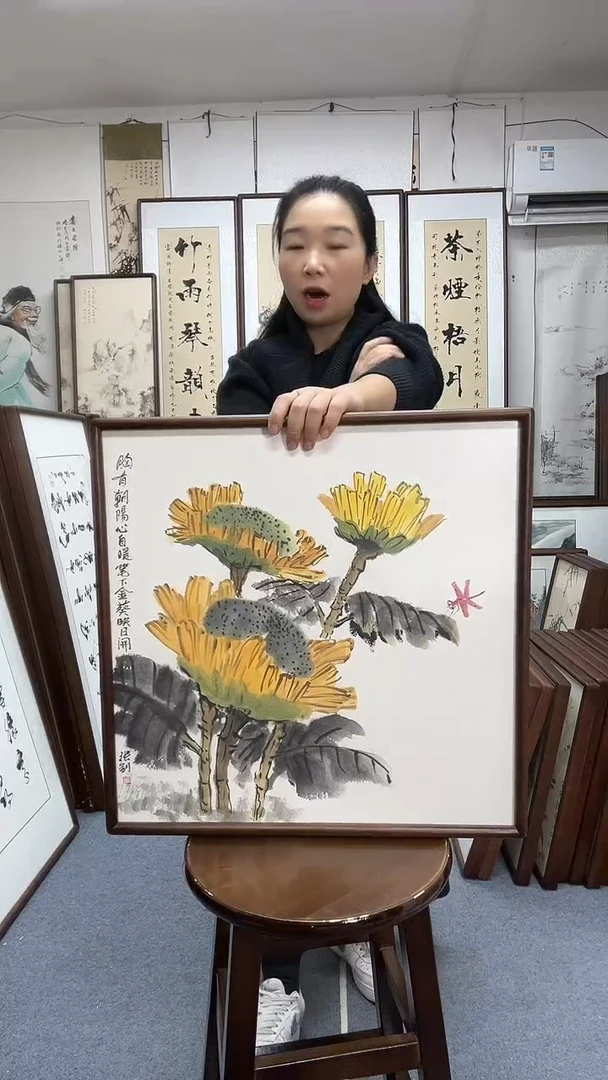 国画尺寸52*52实木画框京东包邮手绘
