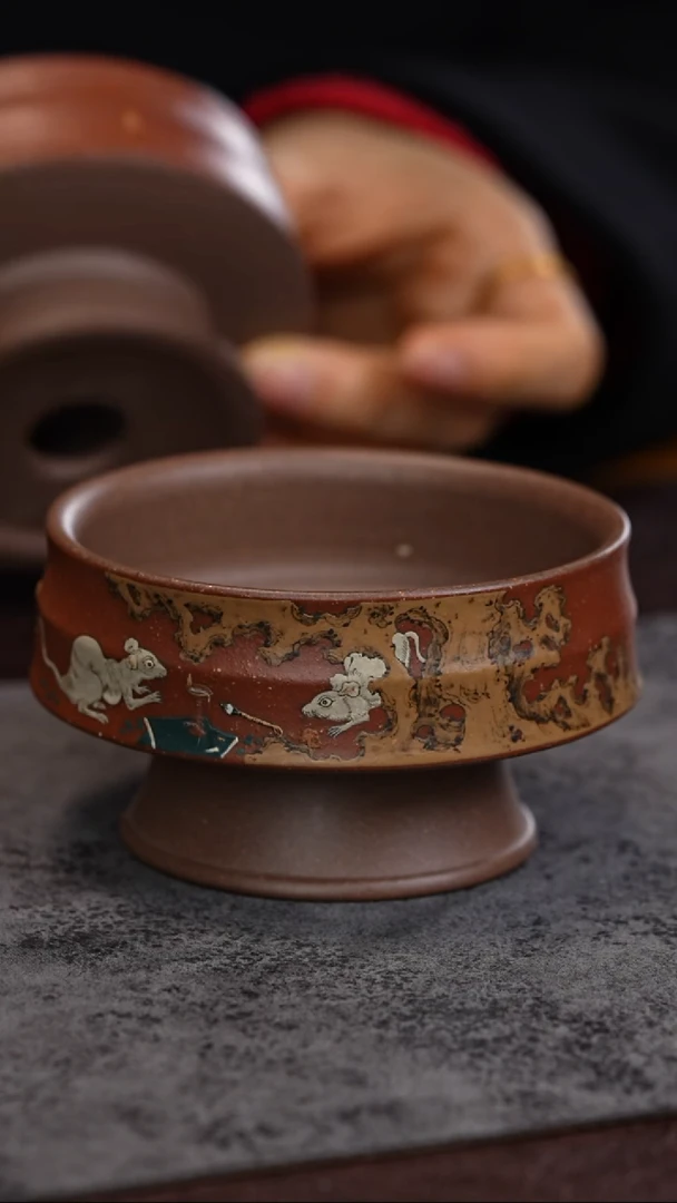 【闪购商品】紫砂茶杯乐不思蜀 老鼠杯 高足杯