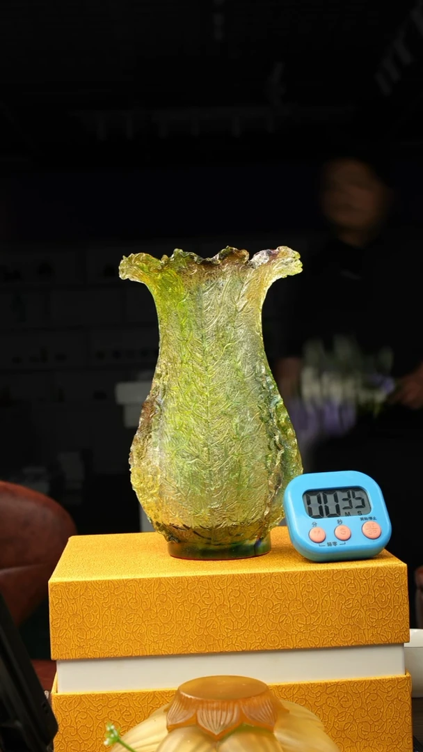 泥塑用古法琉璃百财花瓶摆件