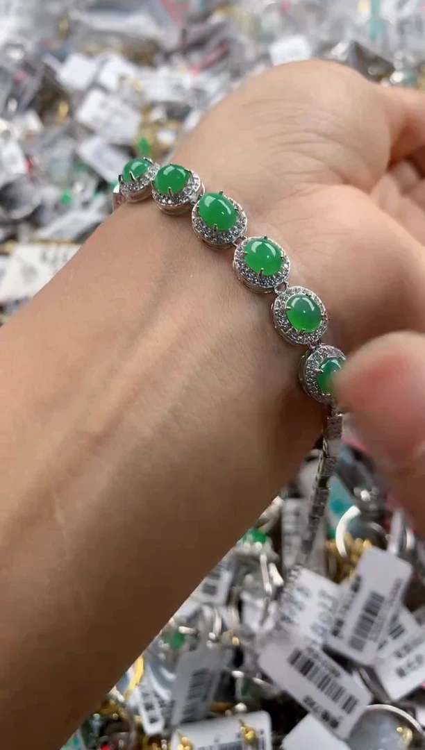 银S925镶嵌戒指翡翠4444----5