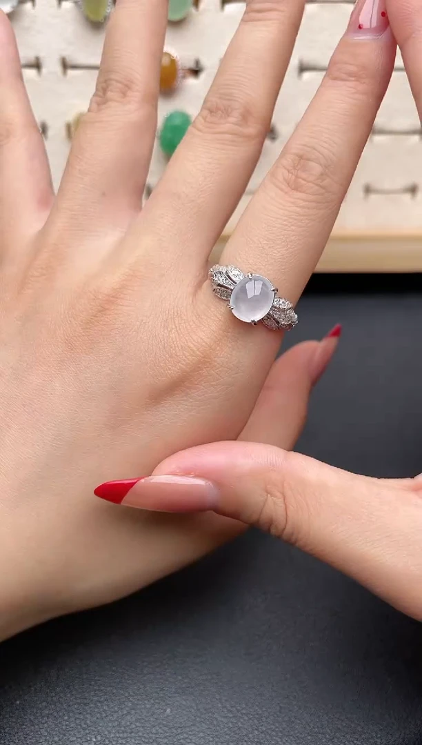 【闪购商品】翡翠戒指银S925镶嵌一物一证一礼盒