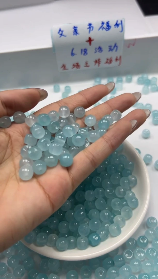 玛瑙/玉髓颈饰未镶嵌x558冰川蓝*海蓝宝老型8mm*20颗