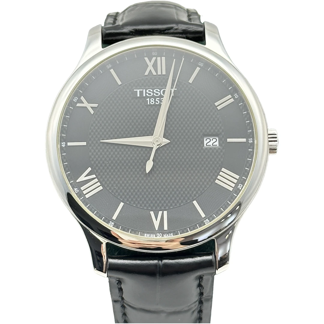 99新 Tissot/天梭 俊雅/臻耀/男石英黑盘全套/T063/公价2600/42MM