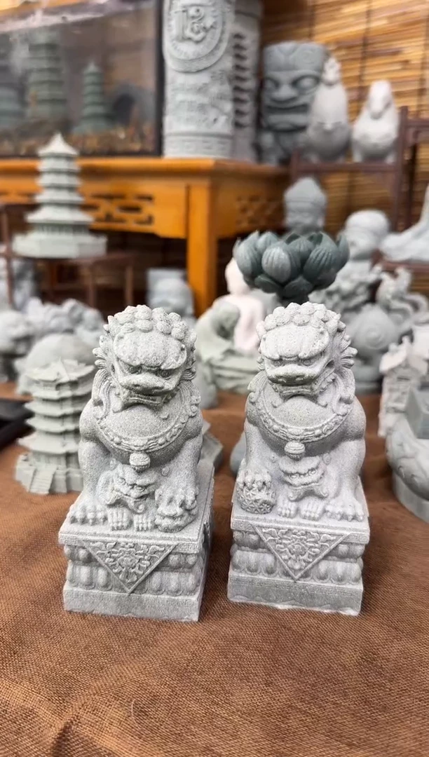 石材青砂石石狮子12公分