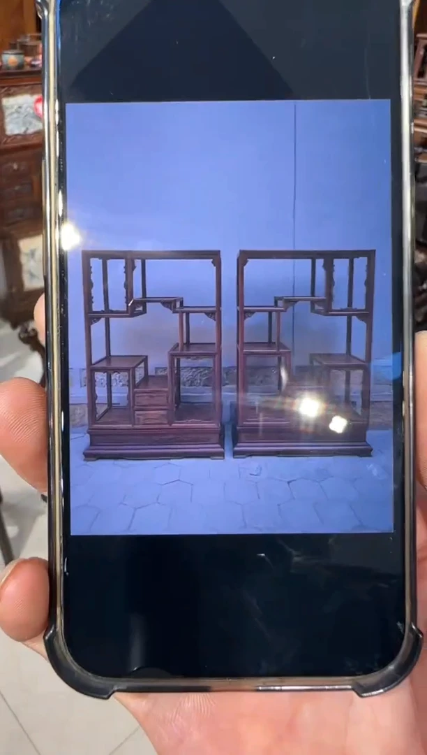 木木头款立*130黄花梨博古架一对10500