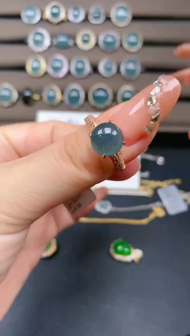 翡翠戒指银S925镶嵌2424