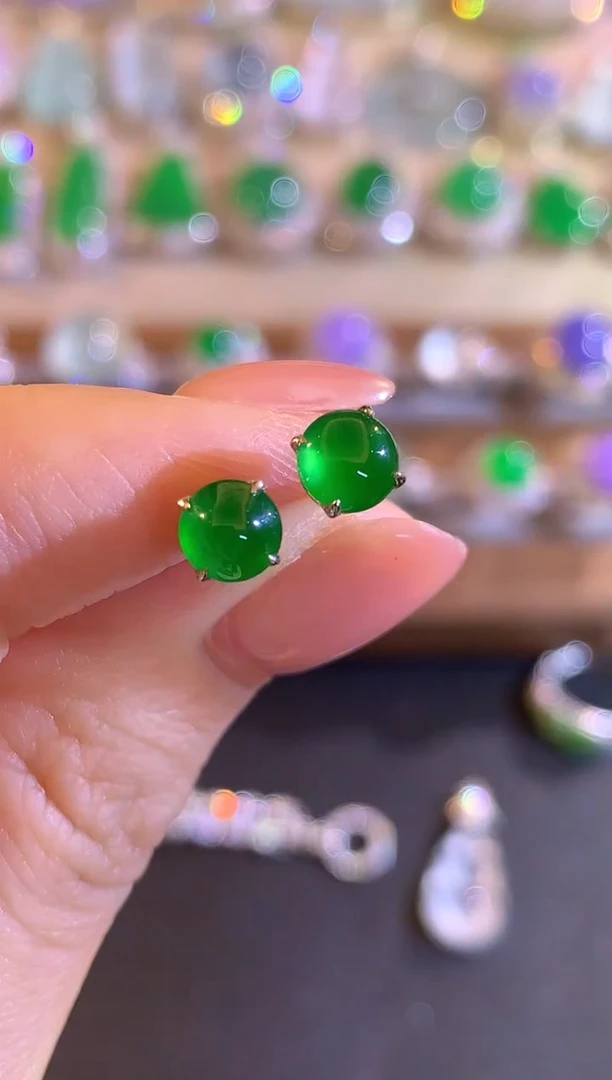 18K金镶嵌翡翠耳饰a91多样性一件发