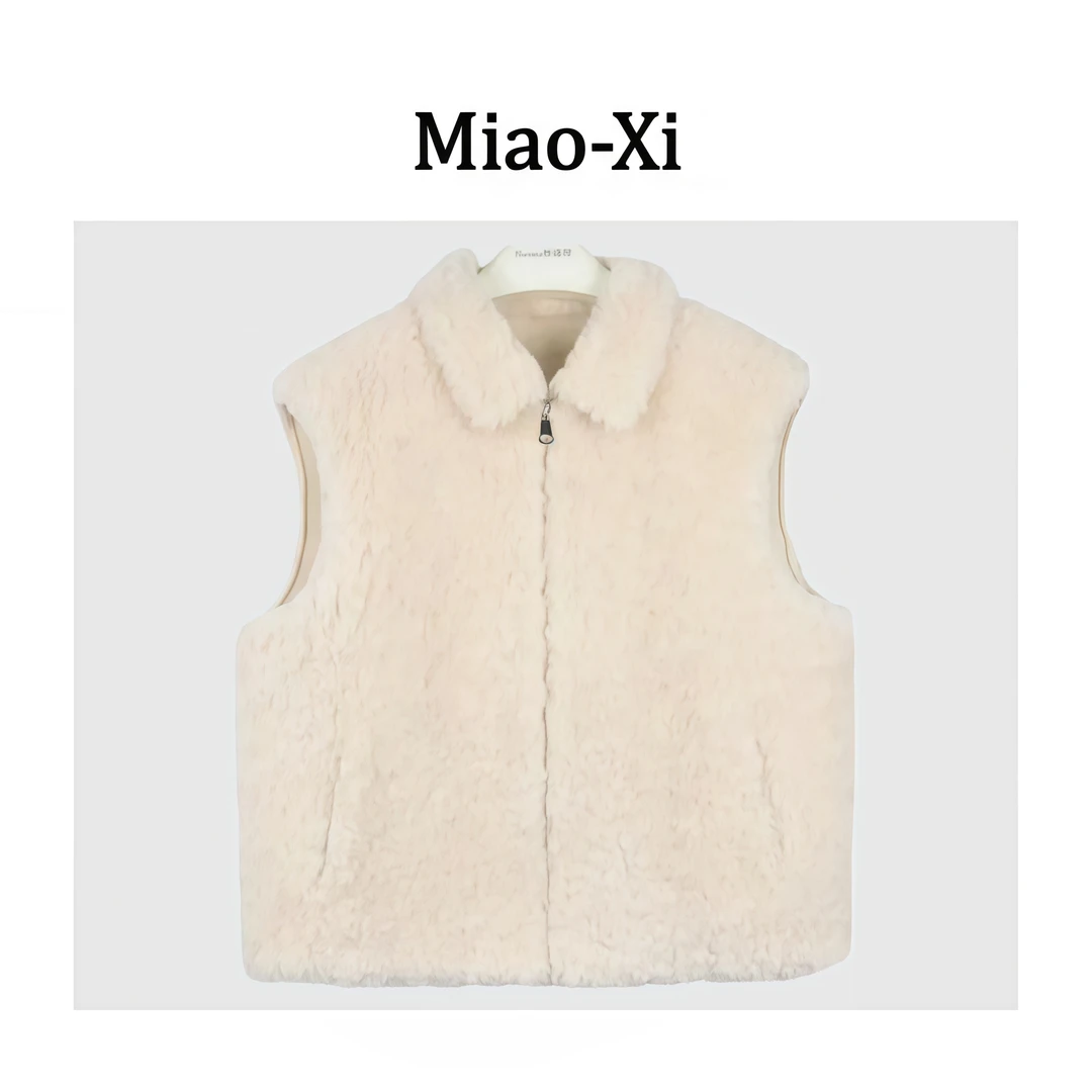 妙兮·LL冬季新款时尚韩系百分百羊毛百搭无袖马甲短外套*20253140