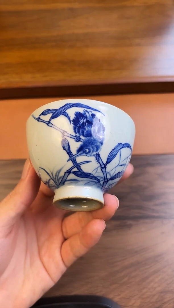 问青坊纯手工手绘陶泥单翠柴窑主人杯