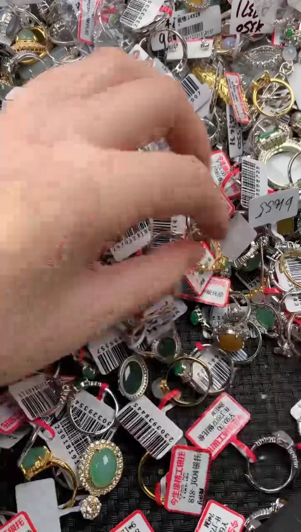 银S925镶嵌戒指翡翠666----6