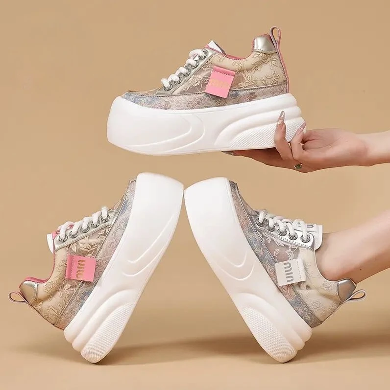 【增高8CM】2025夏季新款透气网纱鞋百搭显瘦厚底小白鞋