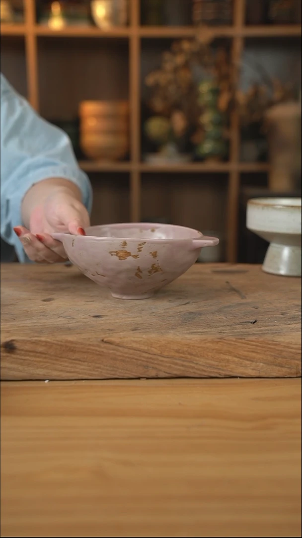 粉棕色系列的6英寸双耳垂纹深碗