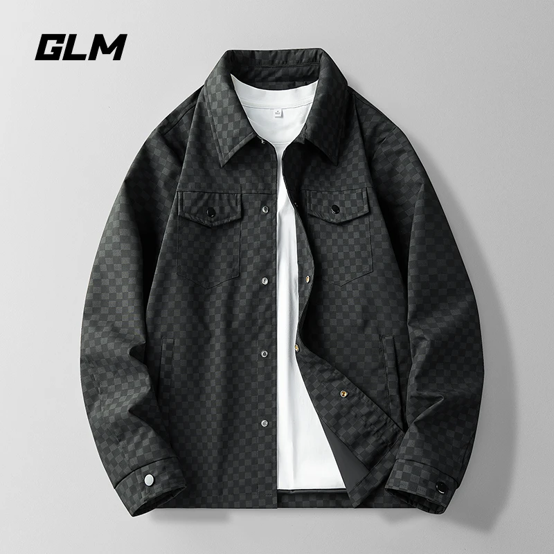 GLM 春秋潮流男士翻领夹克外套2025新款宽松百搭时尚休闲痞帅外套