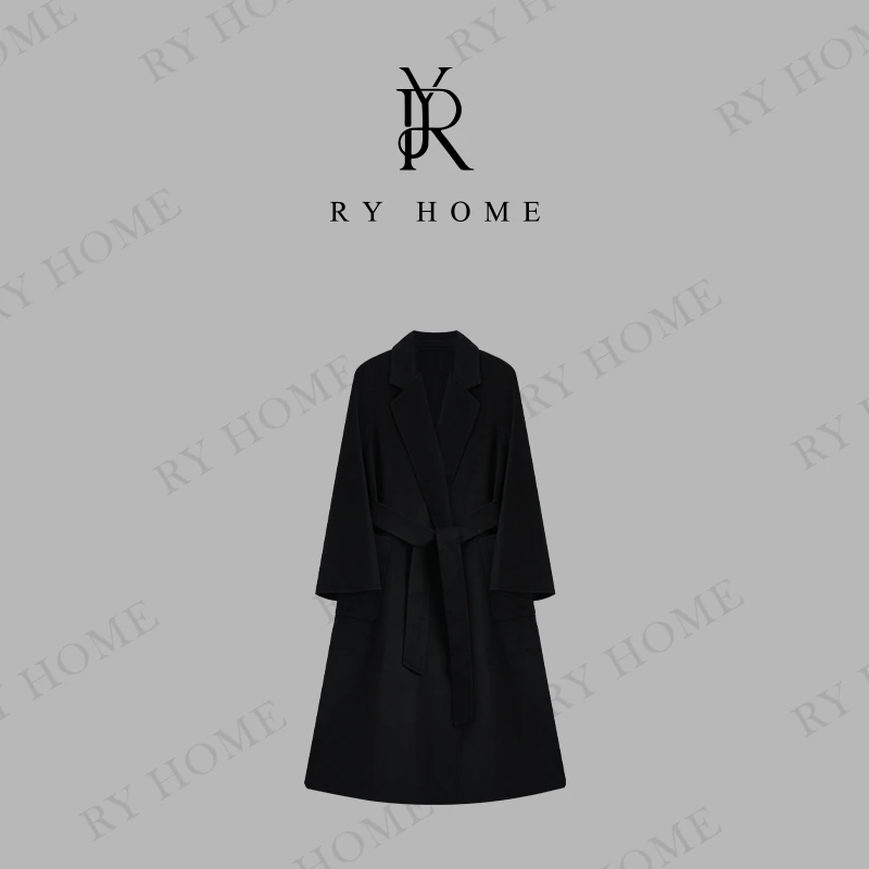 【容雨RYHOME】100山羊绒~Ludmilla平驳领山羊绒长款大衣243W2107