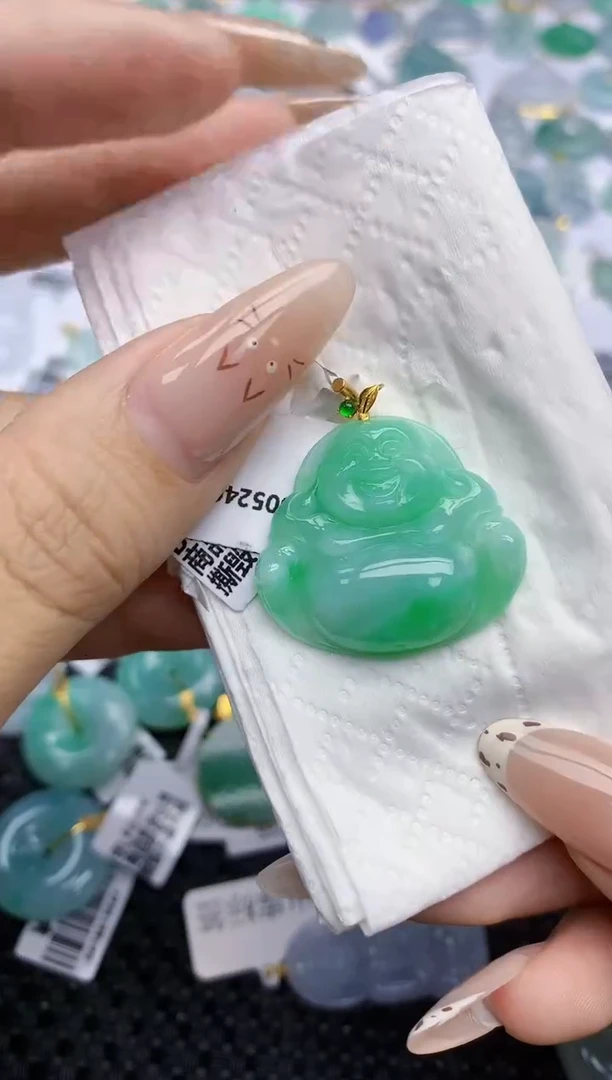 翡翠18K金镶嵌颈饰493   天然翡翠A货