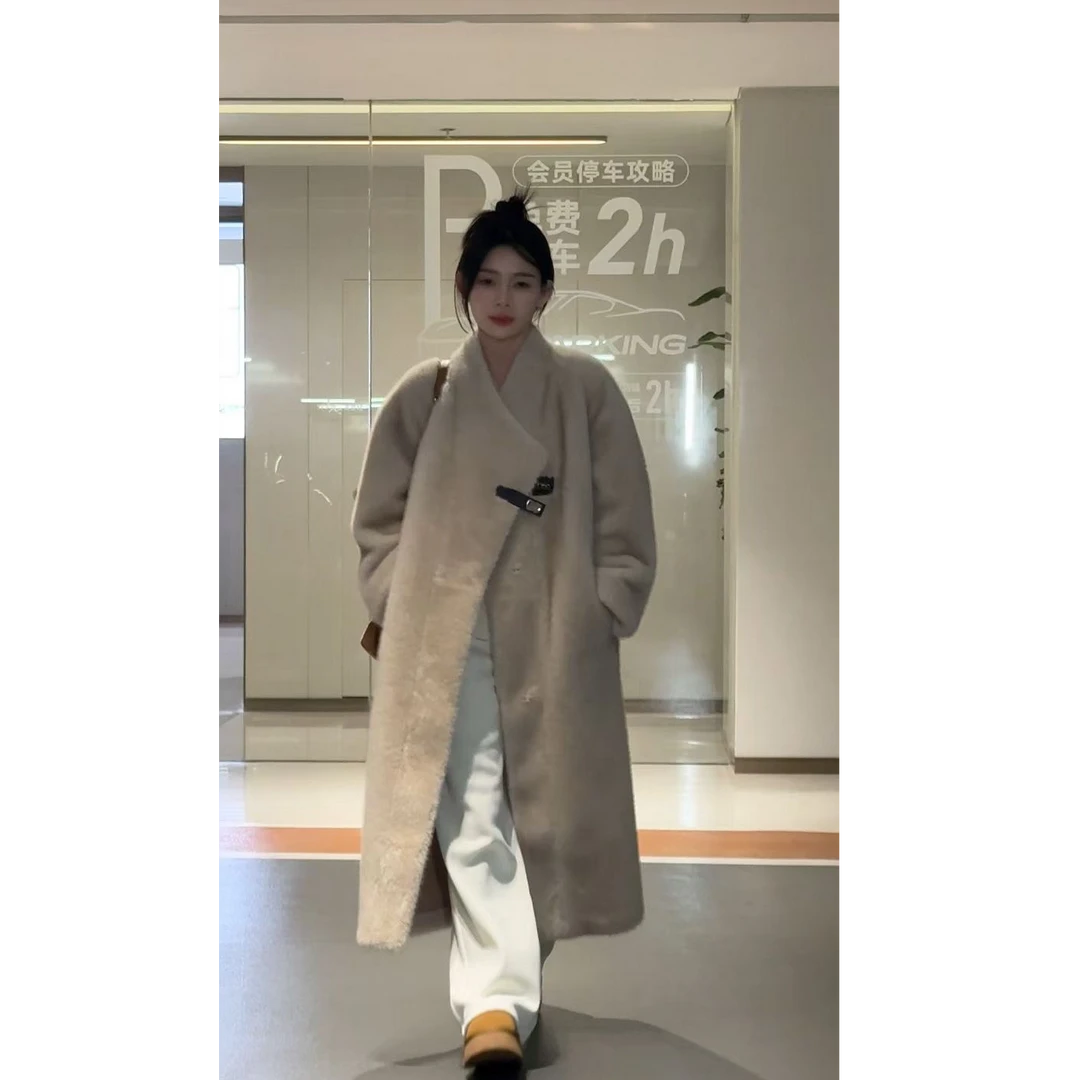 女款冬季气质时尚长款毛毛外套-846