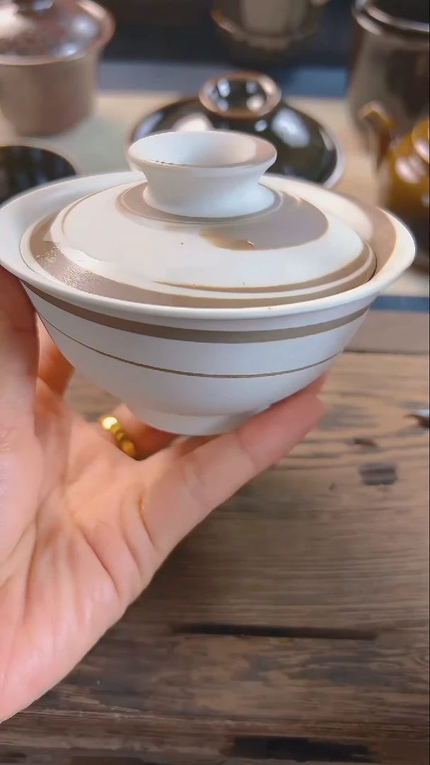 搅胎泥的  兩才盖碗  手工