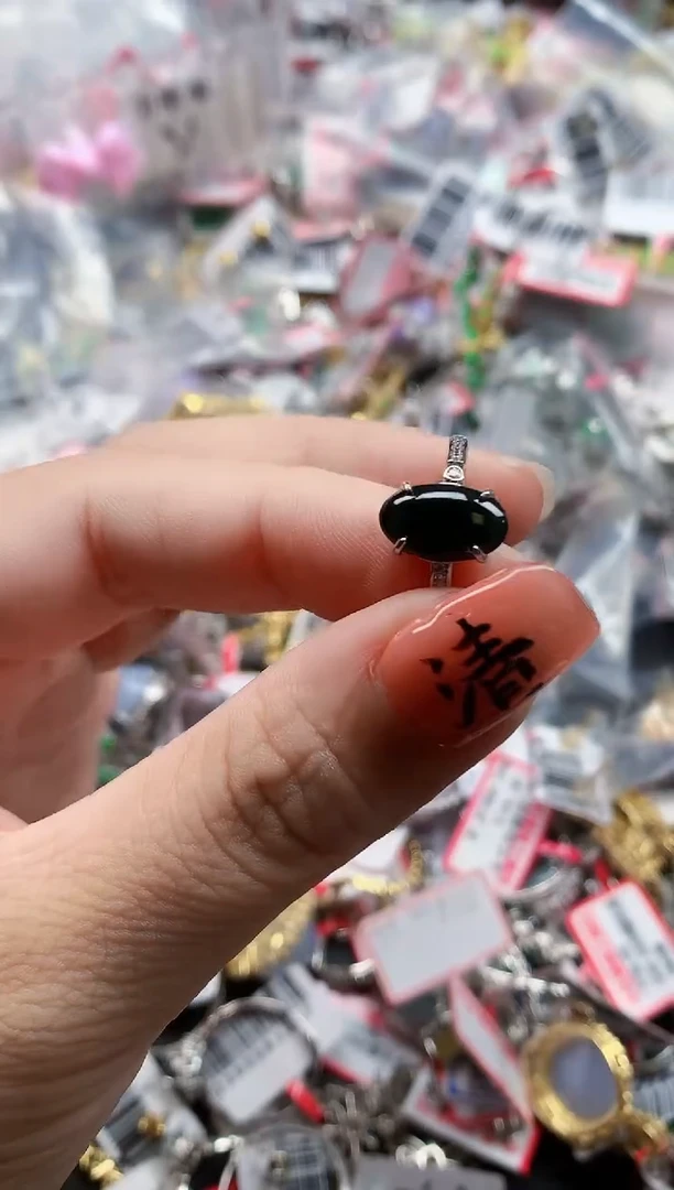 银S925镶嵌戒指翡翠天然A货缅甸翡翠