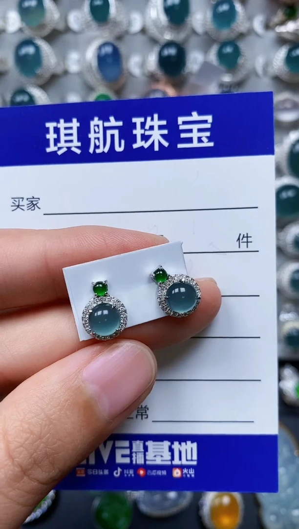 【闪购商品】翡翠耳饰银S925镶嵌0165