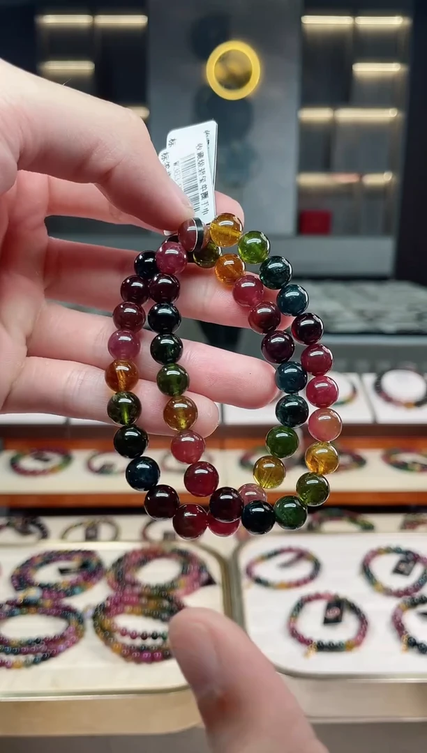 未镶嵌冰透体老矿碧玺单圈手串8mm+碧玺多样性发一条xion