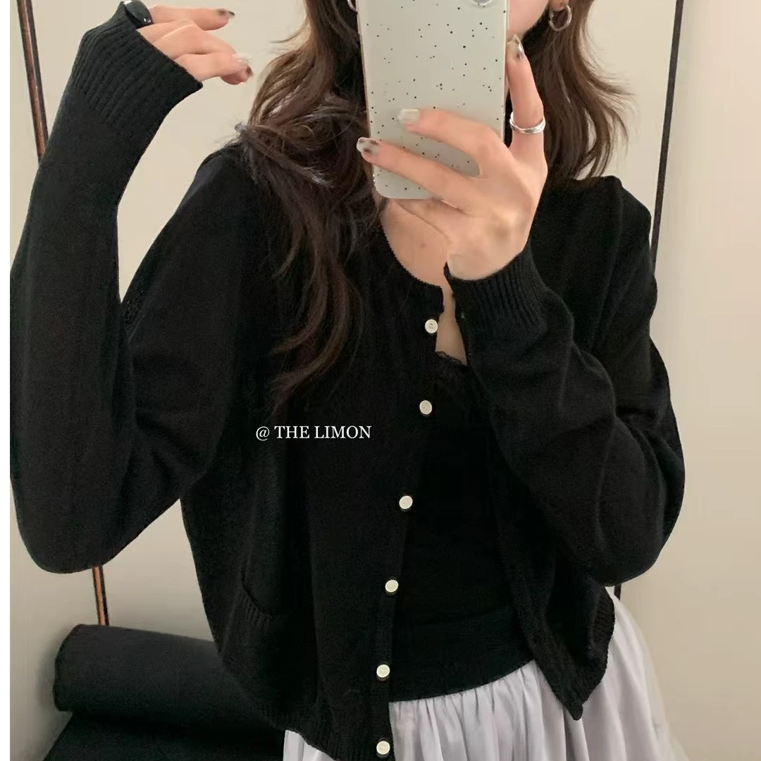 【福利清清，NO退NO换】春夏韩版开衫女圆领针织衫毛针织衫纯色长袖