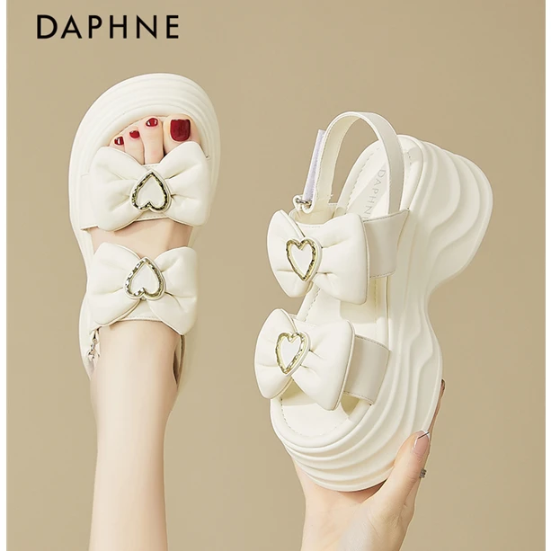 达芙妮蝴蝶结凉鞋女款2025新款外穿夏季厚底增高配裙子松糕休闲鞋