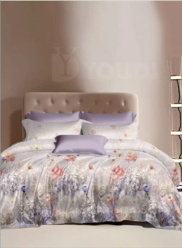 C9134 120s数码印花小拼角四件套优娜-紫 200*230 时尚柔软亲肤