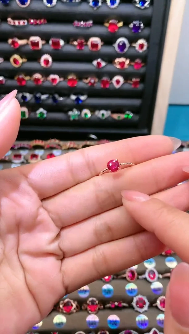 【闪购商品】红宝石戒指银S925镶嵌6玫瑰金