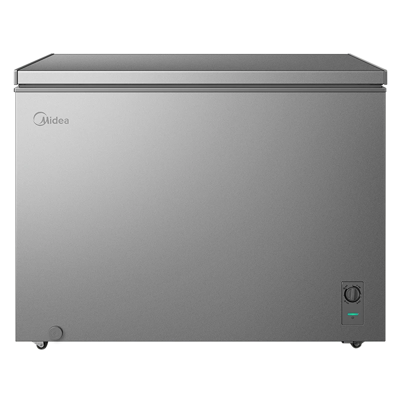 美的家用商用冰柜单顶盖门钛钢灰大容量一级能效单温转换冷柜301L