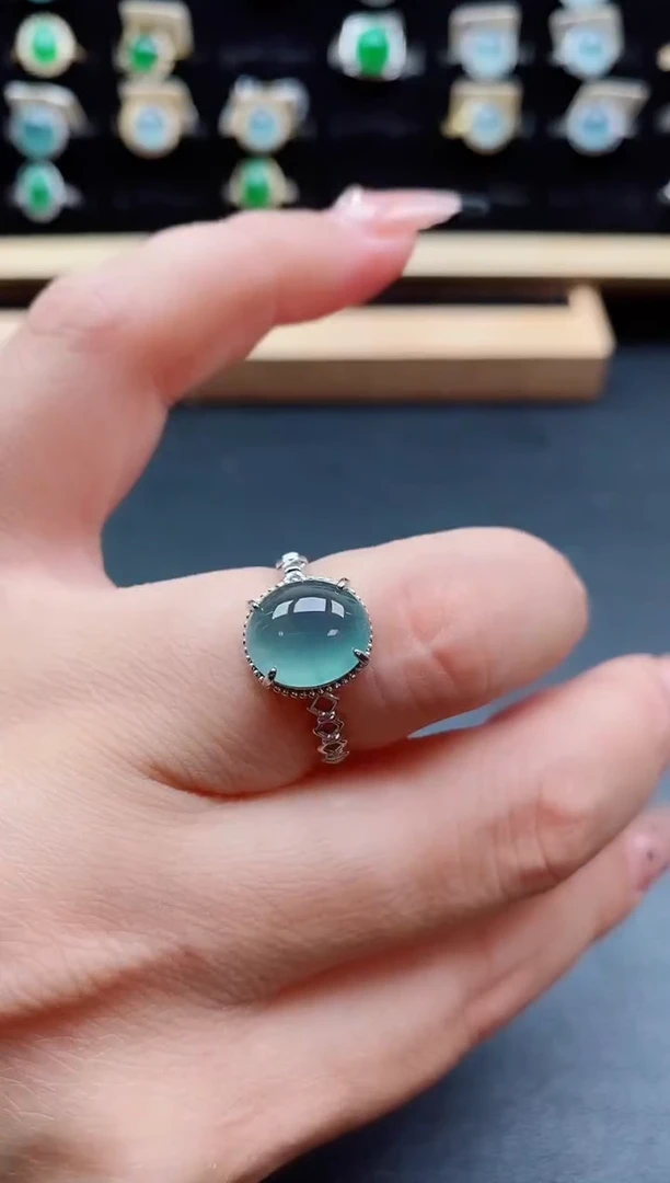 银S925镶嵌戒指翡翠1