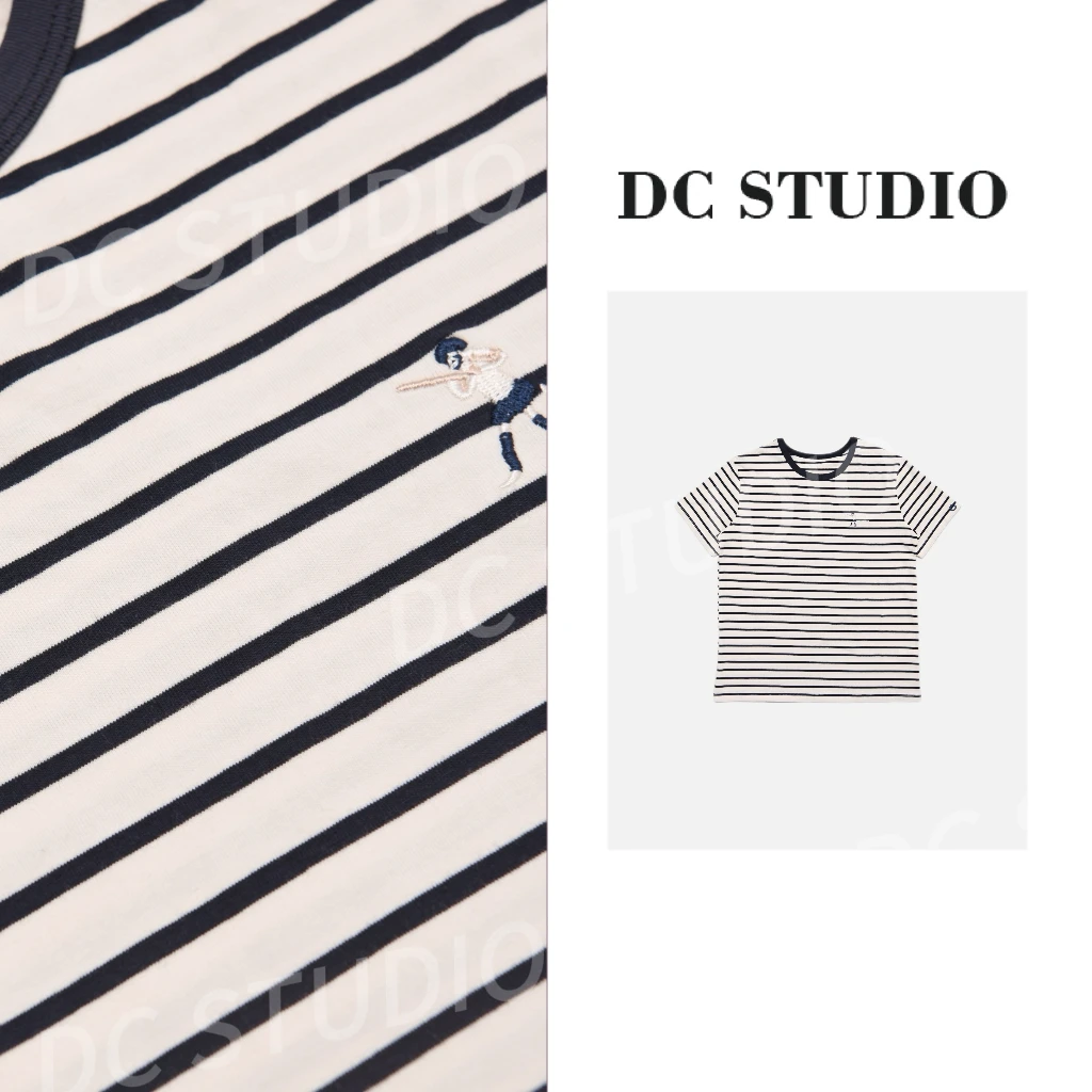 DC STUDIO【航海日记】2025早春新款休闲条纹简约百搭显瘦圆领卫衣